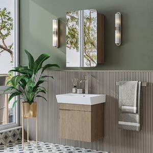 Mobile bagno sospeso lavabo incluso specchio 50 cm rovere Mistral