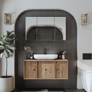 Mobile bagno sospeso lavabo incluso appoggio specchio 105 cm rovere Lido