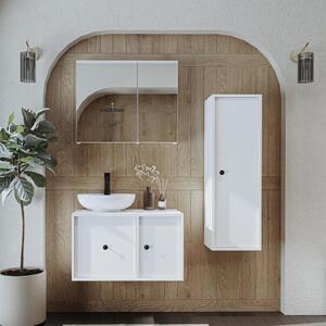 Mobile bagno sospeso lavabo incluso appoggio specchio colonna 75 cm bianco Lido