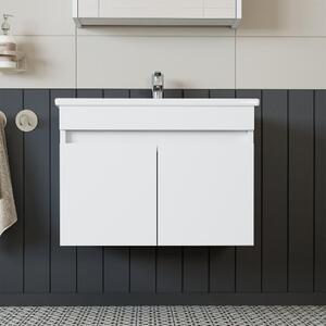 Mobile bagno sospeso lavabo incluso integrato 65 cm bianco Nerea