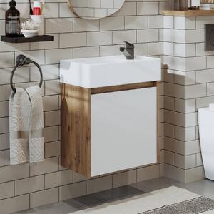 Mobile bagno sospeso lavabo incluso incasso 50 cm rovere bianco Drift