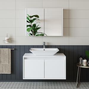 Mobile bagno sospeso lavabo incluso specchio 85 cm bianco Corallo