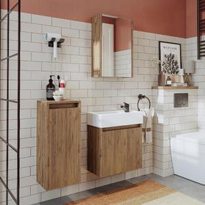 Mobile bagno sospeso lavabo incluso incasso specchio colonna 50 cm rovere Drift