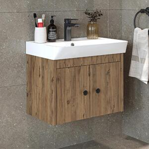 Mobile bagno sospeso lavabo incluso moderno 60 cm rovere Cascade