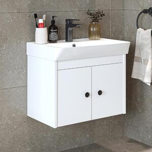 Mobile bagno sospeso lavabo incluso moderno 60 cm bianco Cascade