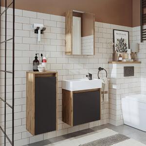 Mobile bagno sospeso lavabo incluso incasso specchio colonna 50 cm rovere antracite Drift