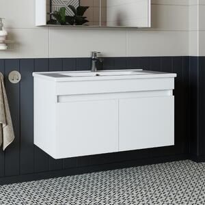 Mobile bagno sospeso lavabo incluso integrato 85 cm bianco Nerea