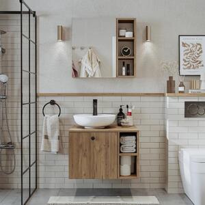 Mobile bagno sospeso lavabo incluso appoggio specchio 65 cm rovere Ocean