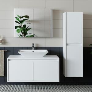 Mobile bagno sospeso lavabo incluso specchio colonna 100 cm bianco Corallo