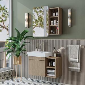 Mobile bagno sospeso lavabo incluso specchio 72 cm rovere Mistral