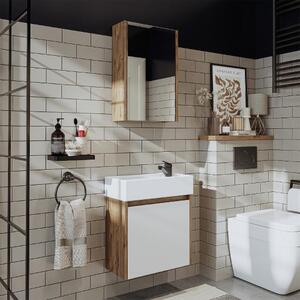 Mobile bagno sospeso lavabo incluso incasso specchio 50 cm rovere bianco Drift