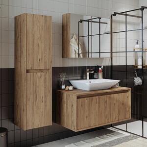 Mobile bagno sospeso lavabo incluso specchio colonna 100 cm rovere Corallo