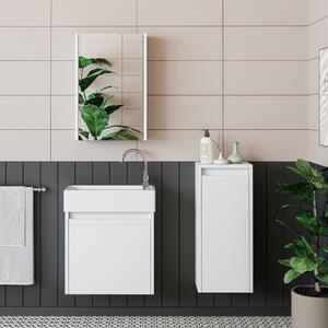 Mobile bagno sospeso lavabo incluso incasso specchio colonna 50 cm bianco Drift
