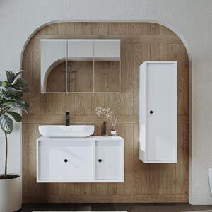 Mobile bagno sospeso lavabo incluso appoggio specchio colonna 90 cm bianco Lido