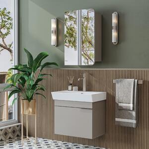 Mobile bagno sospeso lavabo incluso specchio 60 cm tortora Mistral