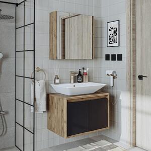 Mobile bagno sospeso lavabo incluso specchio 65 cm rovere antracite Corallo