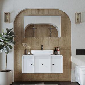 Mobile bagno sospeso lavabo incluso appoggio specchio 105 cm bianco Lido