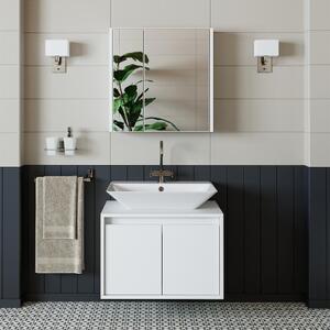 Mobile bagno sospeso lavabo incluso specchio 65 cm bianco Corallo