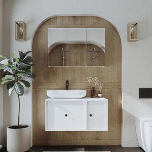 Mobile bagno sospeso lavabo incluso appoggio specchio 90 cm bianco Lido