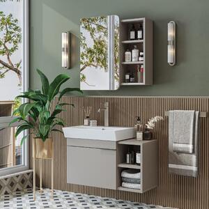 Mobile bagno sospeso lavabo incluso specchio 82 cm tortora Mistral