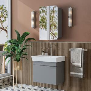 Mobile bagno sospeso lavabo incluso specchio 60 cm grigio Mistral