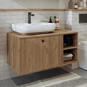 Mobile bagno sospeso lavabo incluso appoggio tondo 95 cm rovere Ocean