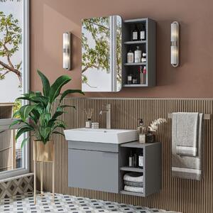 Mobile bagno sospeso lavabo incluso specchio 82 cm grigio Mistral