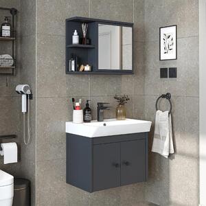 Mobile bagno sospeso lavabo incluso specchio 60 cm antracite Cascade