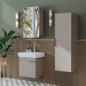 Mobile bagno sospeso lavabo incluso specchio colonna 50 cm tortora Mistral