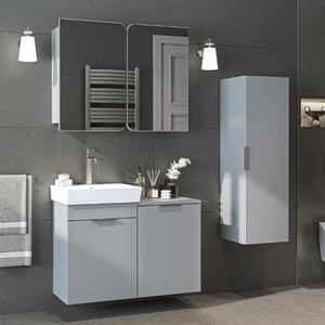Mobile bagno sospeso lavabo incluso cesto portabiancheria colonna 127 cm grigio Levante