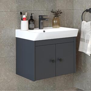 Mobile bagno sospeso lavabo incluso moderno 60 cm antracite Cascade