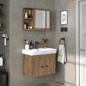 Mobile bagno sospeso lavabo incluso specchio 60 cm rovere Cascade