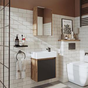 Mobile bagno sospeso lavabo incluso incasso specchio 50 cm rovere antracite Drift