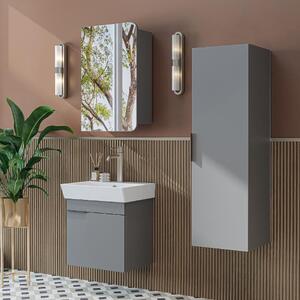 Mobile bagno sospeso lavabo incluso specchio colonna 50 cm grigio Mistral