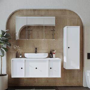 Mobile bagno sospeso lavabo incluso appoggio specchio colonna 120 cm bianco Lido