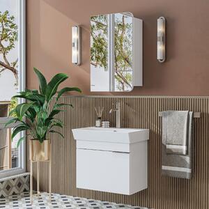 Mobile bagno sospeso lavabo incluso specchio 60 cm bianco Mistral