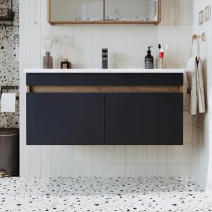 Mobile bagno sospeso lavabo incluso integrato 100 cm rovere antracite Nerea
