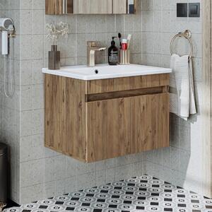 Mobile bagno sospeso lavabo incluso integrato 65 cm rovere Nerea