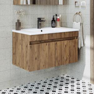 Mobile bagno sospeso lavabo incluso integrato 85 cm rovere Nerea
