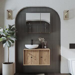Mobile bagno sospeso lavabo incluso appoggio specchio 75 cm rovere Lido