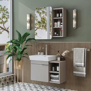 Mobile bagno sospeso lavabo incluso specchio 72 cm tortora Mistral