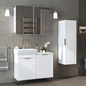 Mobile bagno sospeso lavabo incluso cesto portabiancheria colonna 127 cm bianco Levante