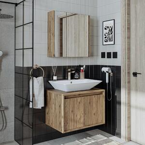 Mobile bagno sospeso lavabo incluso specchio 65 cm rovere Corallo