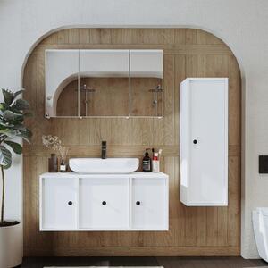 Mobile bagno sospeso lavabo incluso appoggio specchio colonna 105 cm bianco Lido