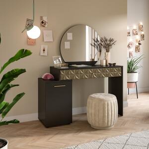 Mobile consolle ingresso salvaspazio specchio toeletta 117 cm nero oro Cristal