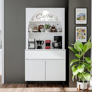 Mobile da cucina dispensa multiuso 90xH179 cm bianco Coffee
