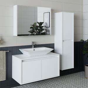 Mobile bagno sospeso lavabo incluso specchio colonna 85 cm bianco Corallo