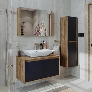Mobile bagno sospeso lavabo incluso specchio colonna 85 cm rovere antracite Corallo