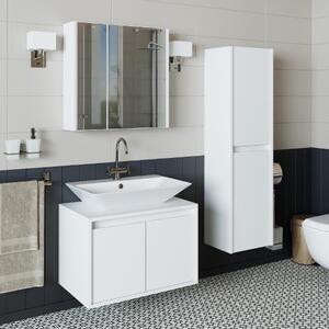 Mobile bagno sospeso lavabo incluso specchio colonna 65 cm bianco Corallo