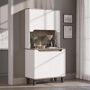 Mobile da cucina dispensa multiuso 90xH182 cm bianco rovere Gusto